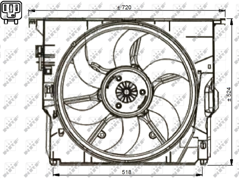 Ventilador elétrico de esfriamento montado (motor + roda de aletas) BMW 5 F10