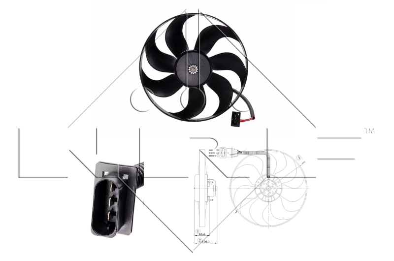 Ventilador elétrico de esfriamento montado (motor + roda de aletas) Audi A3 8L1