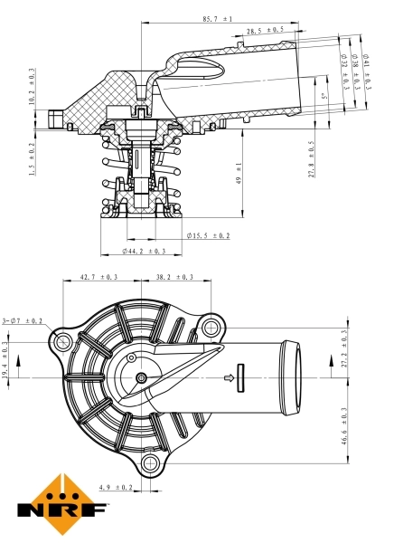 Caixa do termostato Volvo S60 1 RS, RH
