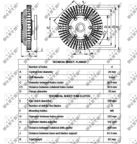 Вискомуфта вентилятора 49546 NRF