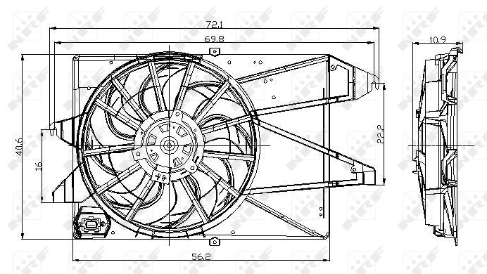 Ventilador elétrico de esfriamento montado (motor + roda de aletas) Ford Mondeo 3 BWY