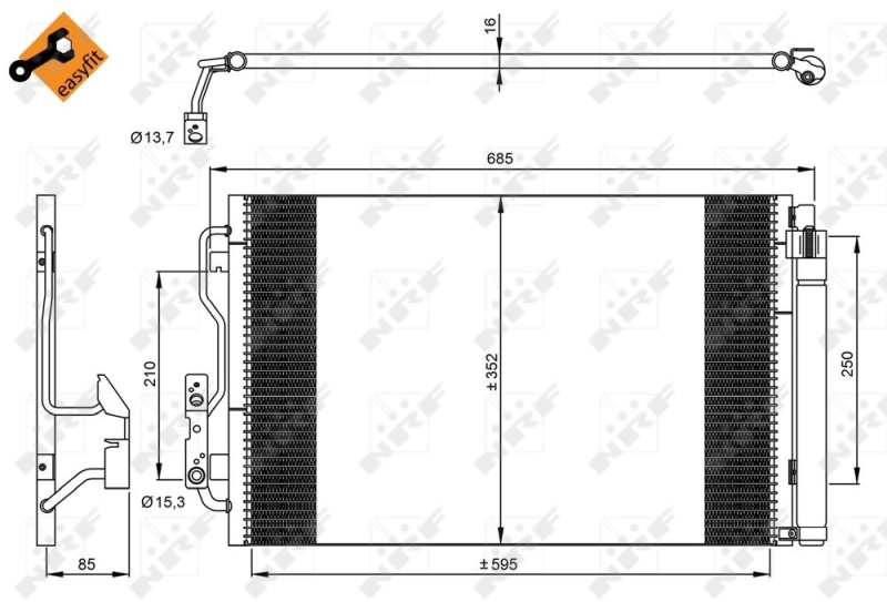 Радиатор охлаждения кондиционера NRF 35970
