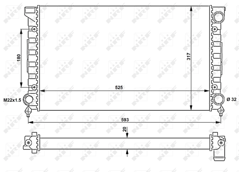 Радиатор основной на Volkswagen Passat B3, B4 3A5, 351, 315