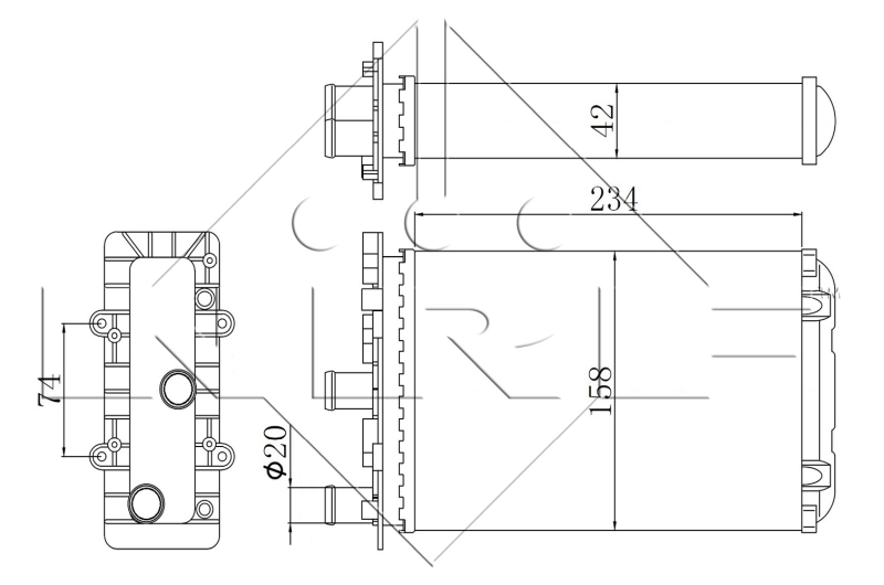 Радиатор печки (отопителя), задний NRF 54321