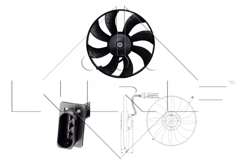 Ventilador elétrico de esfriamento montado (motor + roda de aletas) Skoda Fabia 2 5J2, 542, 572, 582