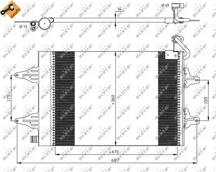 Радиатор охлаждения кондиционера NRF 35480