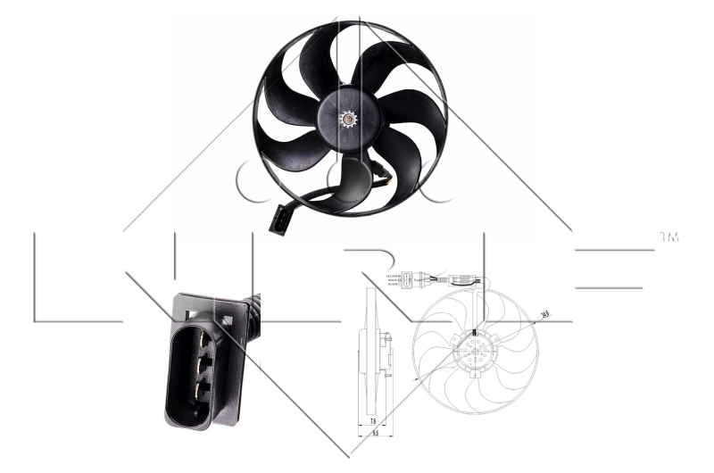 Ventilador elétrico de esfriamento montado (motor + roda de aletas) para Volkswagen Polo IV 9N, 9A