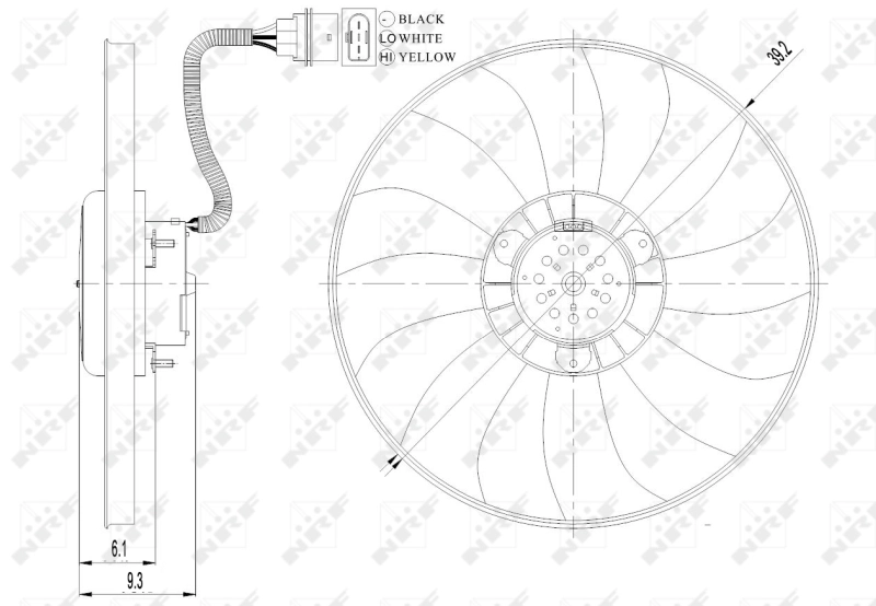 Ventilador elétrico de esfriamento montado (motor + roda de aletas) Skoda Fabia 2 5J2, 542, 572, 582
