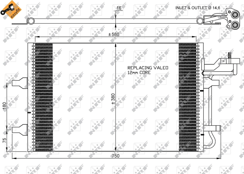 Радиатор охлаждения кондиционера NRF 35770