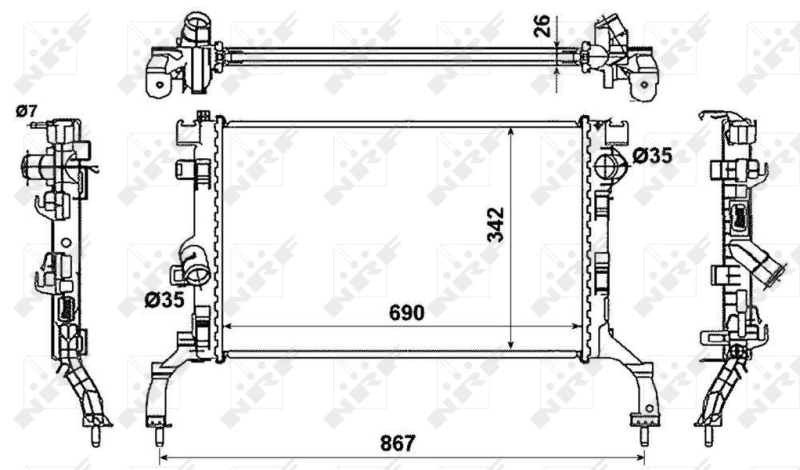 Radiador de esfriamento de motor Renault Laguna 3 BT0, BT1
