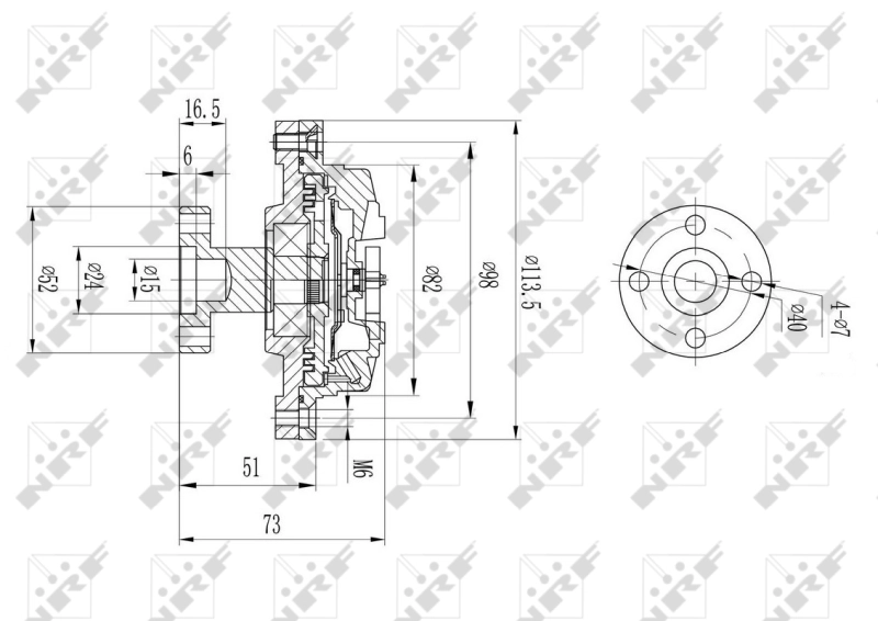 Acoplamento viscoso de ventilador de esfriamento Suzuki Grand Vitara FT, HT