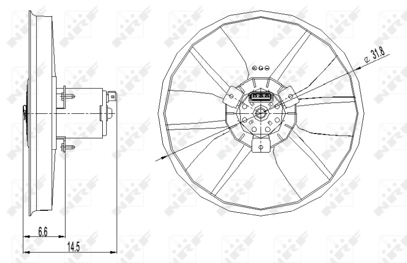 Ventilador elétrico de esfriamento montado (motor + roda de aletas) Volkswagen Golf 3 1E7