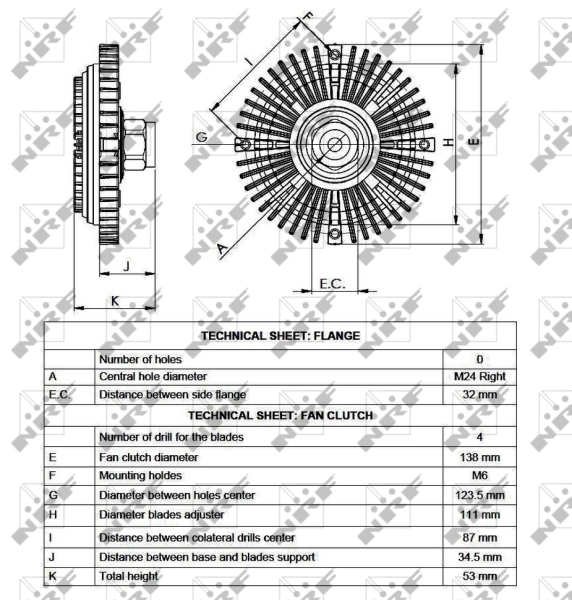Acoplamento viscoso de ventilador de esfriamento Ford Transit 4 T
