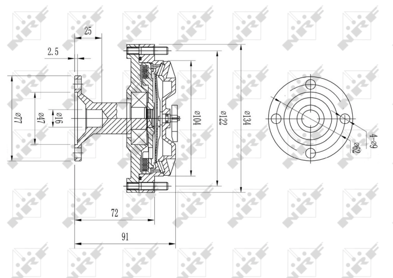 Acoplamento viscoso de ventilador de esfriamento Toyota Hiace 3 H10