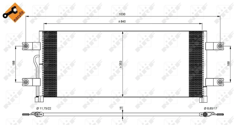 Радиатор охлаждения кондиционера NRF 350075