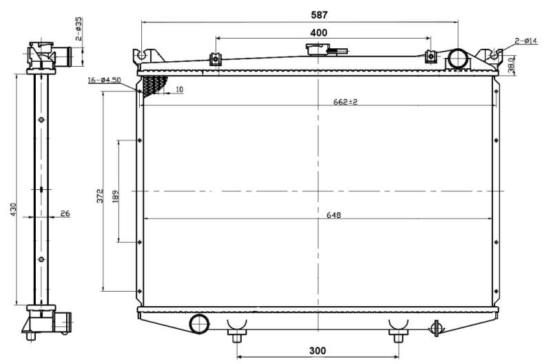 Radiador de esfriamento de motor Nissan Terrano 1 WD21