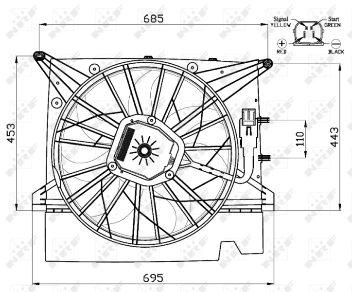 Ventilador elétrico de esfriamento montado (motor + roda de aletas) Volvo XC90