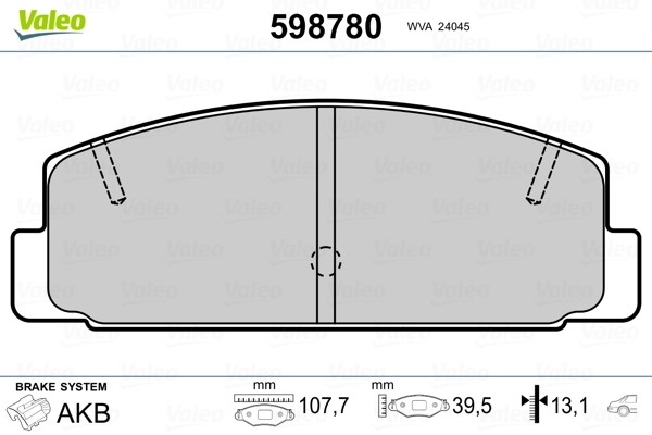 598780 VALEO Колодки тормозные дисковые комплект