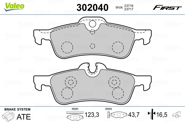 302040 VALEO Колодки тормозные дисковые комплект