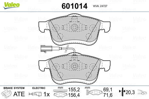601014 VALEO Колодки передние
