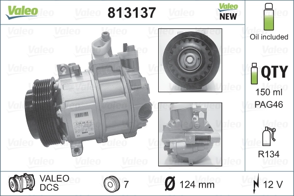Компрессор системы кондиционирования VALEO 813137 цена, от 338.22 USD