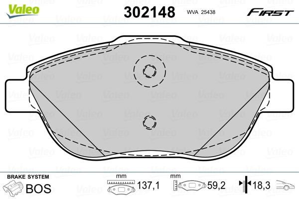 302148 VALEO Колодки передние