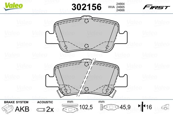 302156 VALEO Колодки тормозные дисковые комплект