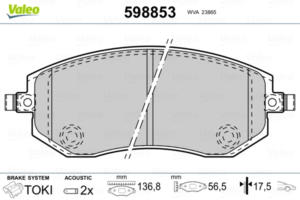 598853 VALEO Колодки передние
