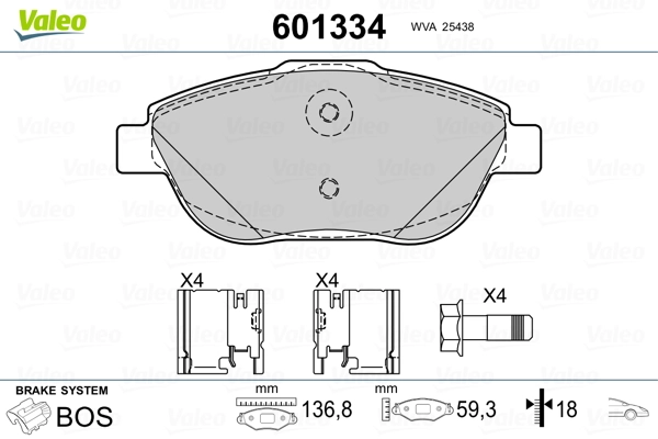 601334 VALEO Колодки передние