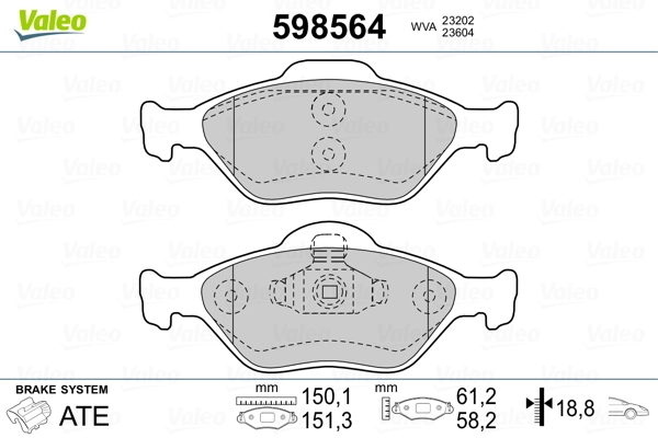 598564 VALEO Колодки передние
