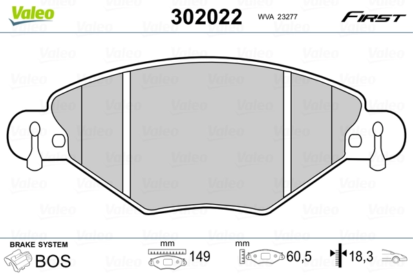 302022 VALEO Колодки передние