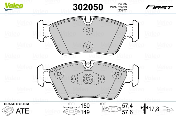 302050 VALEO Колодки передние