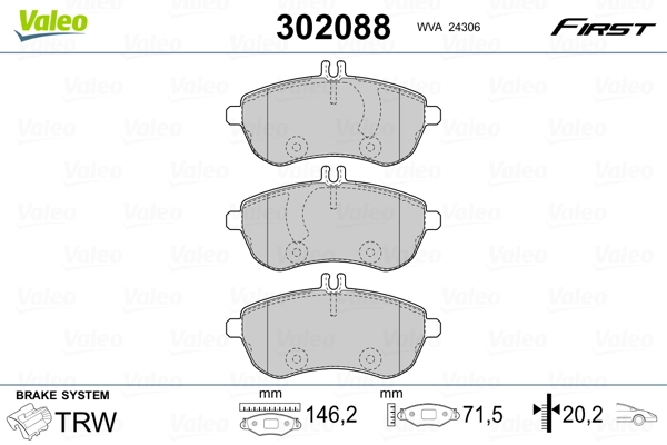 302088 VALEO Колодки передние