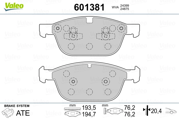 601381 VALEO Колодки передние