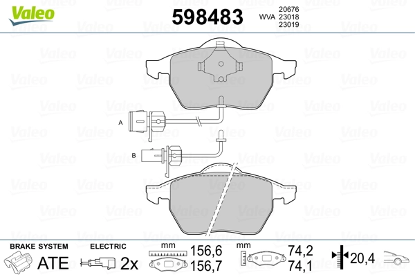 598483 VALEO Колодки передние