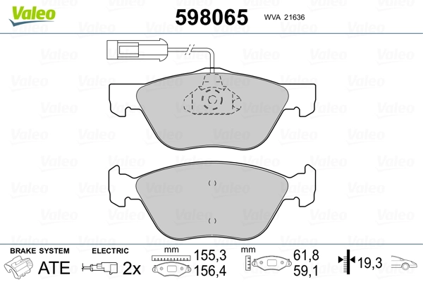 598065 VALEO Колодки тормозные дисковые комплект