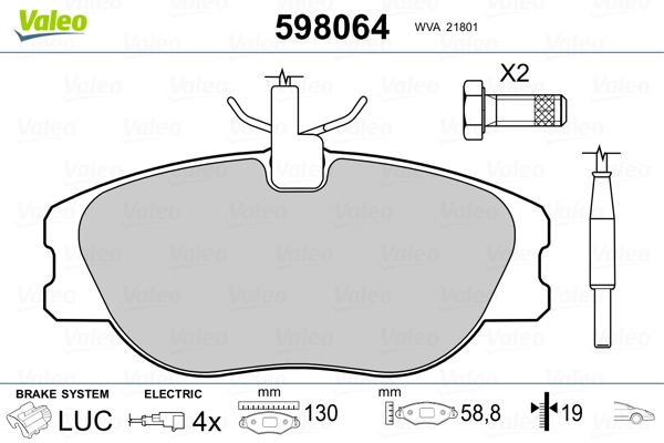 598064 VALEO Колодки передние