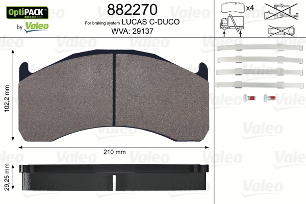 Передние тормозные колодки 882270 VALEO