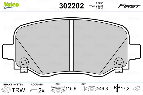 302202 VALEO Колодки тормозные дисковые комплект