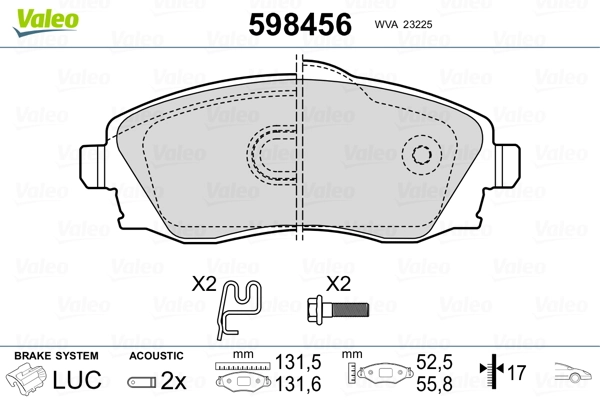 598456 VALEO Колодки передние