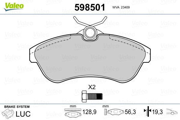 598501 VALEO Колодки передние