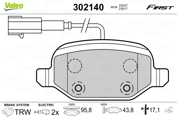 302140 VALEO Колодки тормозные дисковые комплект