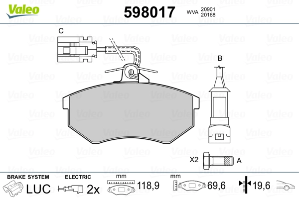 598017 VALEO Колодки передние