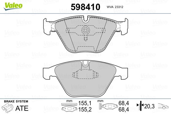 598410 VALEO Колодки передние