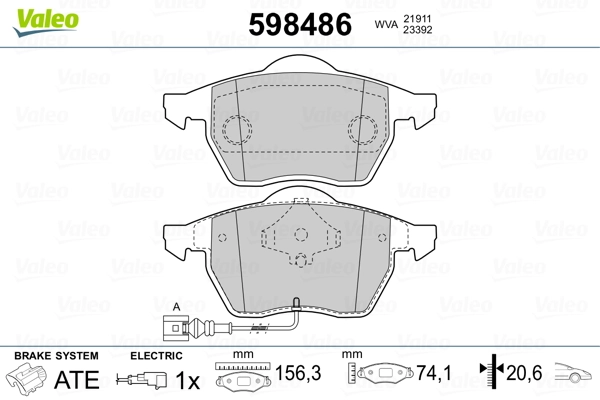 598486 VALEO Колодки передние