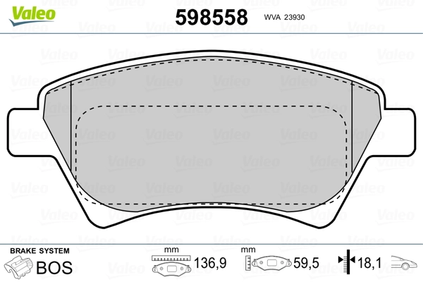 598558 VALEO Колодки передние