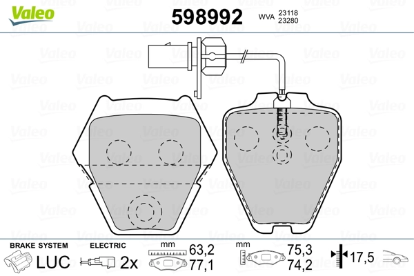 598992 VALEO Колодки передние