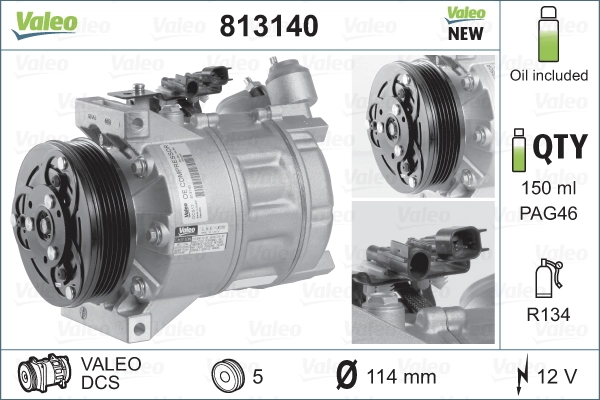 813140 VALEO Компрессор хладагента