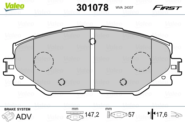 301078 VALEO Колодки передние