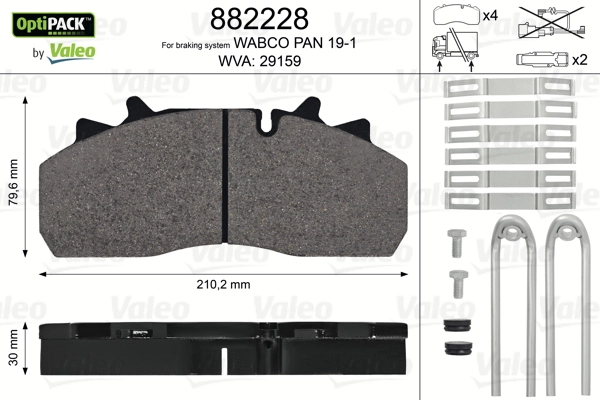 Передние тормозные колодки 882228 VALEO